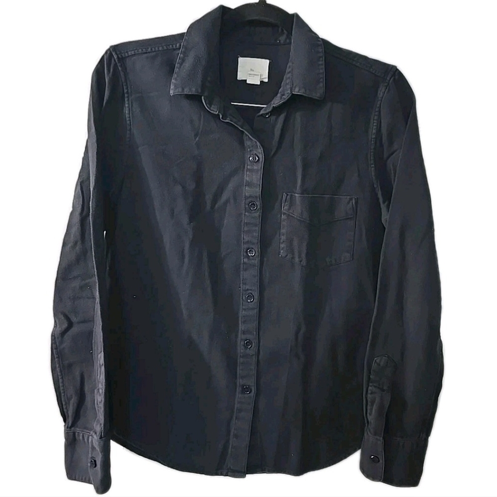 Band Of Outsiders Women’s Button Front Long Sleeve Black Shirt‎ Size US 3 Large